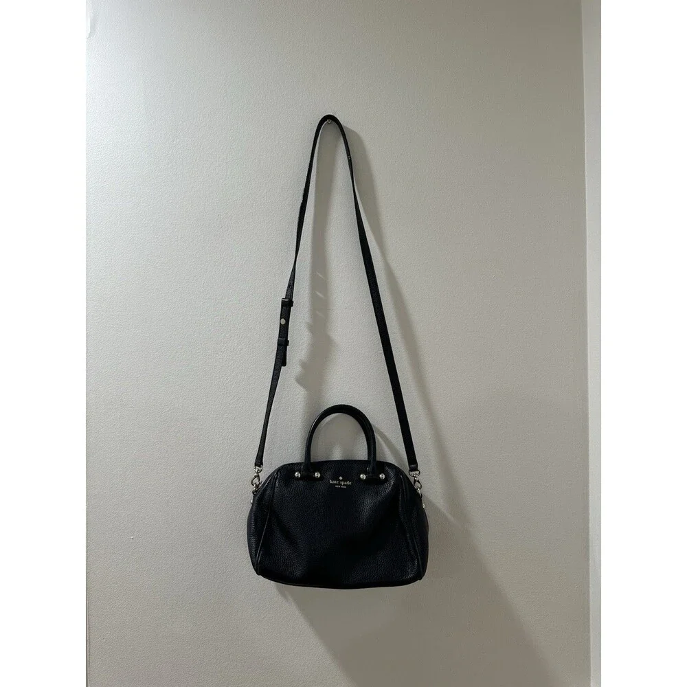 Kate Spade New York Black Pebbled Leather Satchel Crossbody Bag